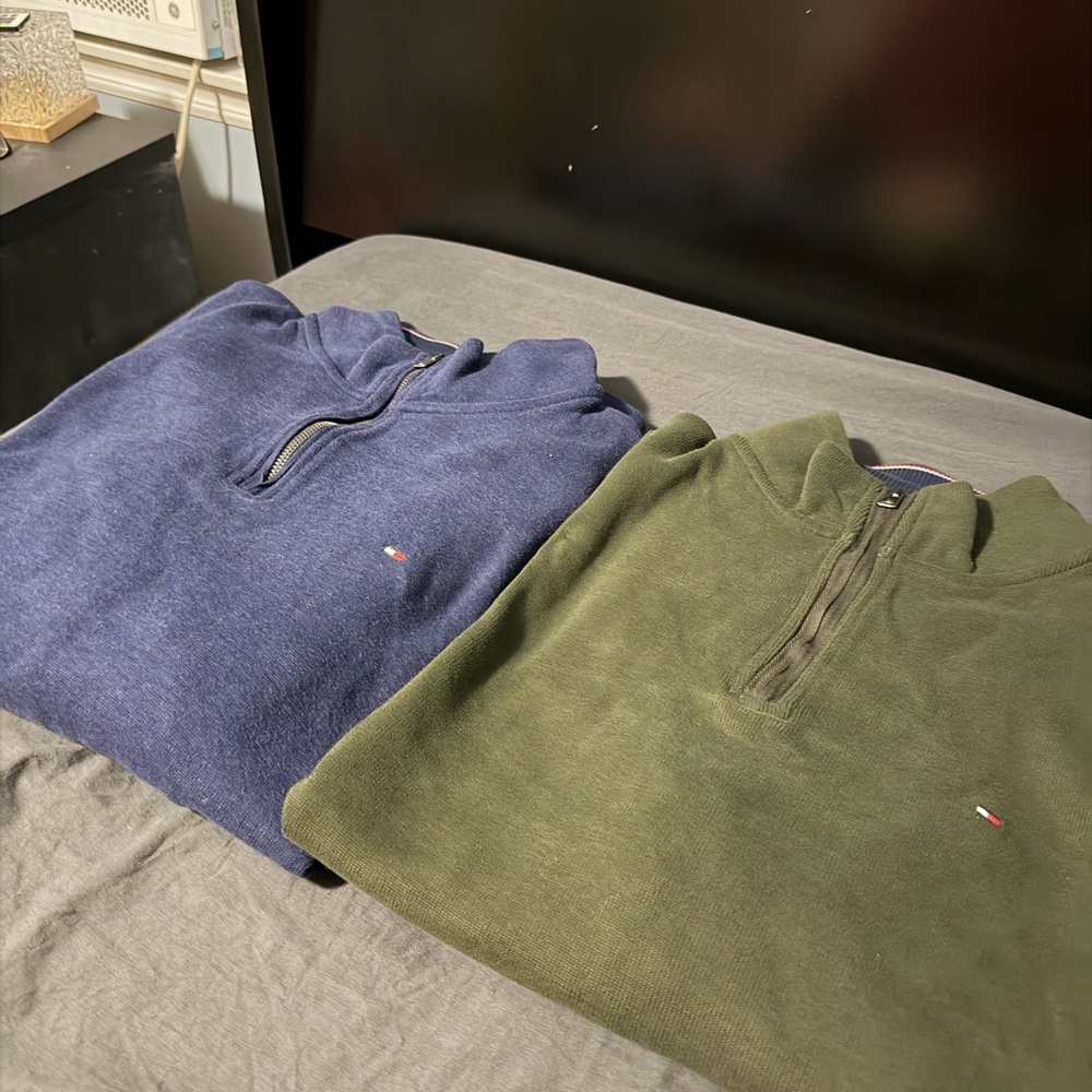 Tommy Hilfiger Navy & Olive Quarter-Zip Pullovers
